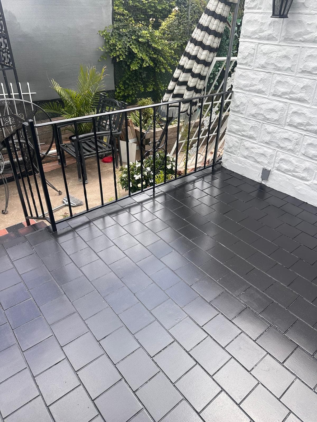 Refinished slate patio tile in daylight